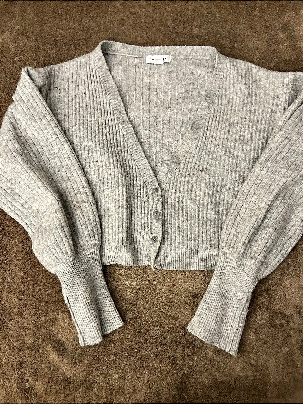 Topshop Ribbed Cropped Cardigan in Gray Size XS
